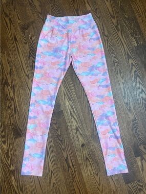 New - Athletic Works Pink Multicolor Water Colour Pattern Leggings